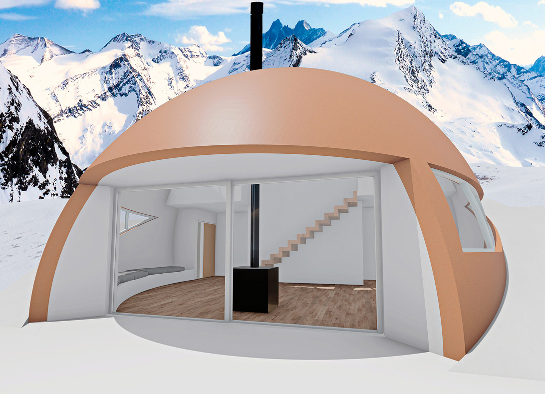 SKI CABIN IN THE MOUNTAINS